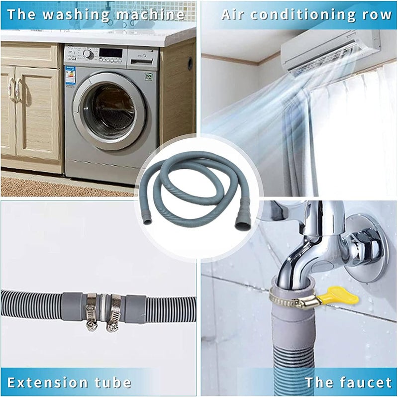 Elyfree 16.4ft Washing Machine Drain Hose, Universal Drain Hose Extension Kit for Washer, Dishwasher, Flexible Discharge Hose for LG/ GE/ Samsung, Fit up to 1-1/2 Inch Drain Outlets (16.4) - Image 2